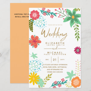 BUDGET Modern Garden Leaves Wedding Invite A9
