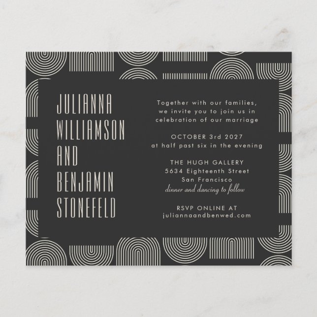 Budget Modern Geometric Black Arch Lines Wedding (Front)