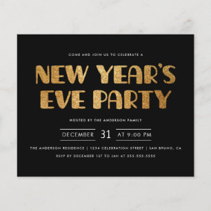 Budget Modern Gold Glitter New Year's Eve Party