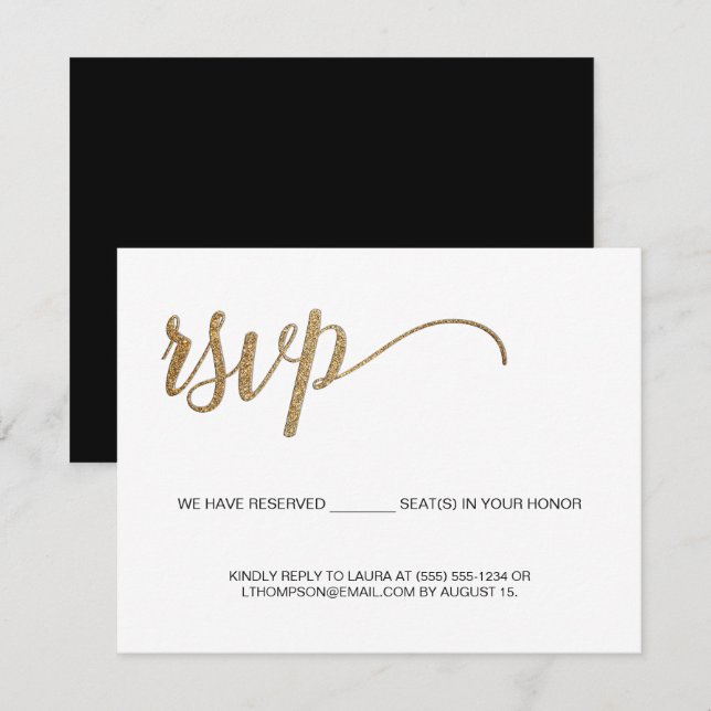 Budget Modern Gold Simple RSVP  Reserved Seat Enclosure Card (Front/Back)