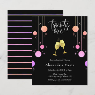 Budget Modern Gold Toast 21st Birthday Invitation