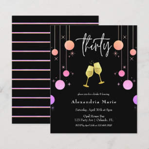 Budget Modern Gold Toast 30th Birthday Invitation