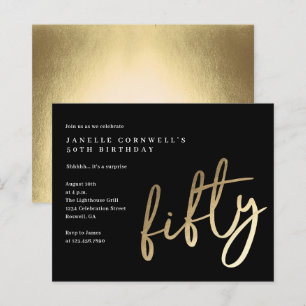 Budget Modern Gold Type 50th Birthday Invitation