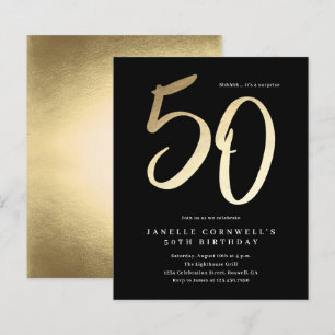 Budget Modern Gold Type 50th Birthday Invitation