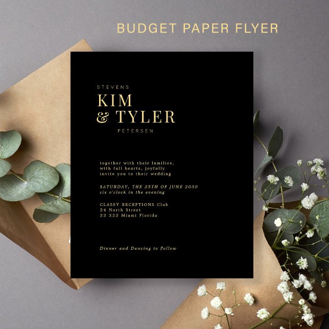 Budget modern gold typography wedding invitation flyer (Creator Uploaded)