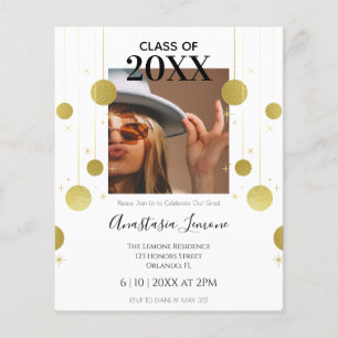 Budget Modern Gold & White Graduation Invitation