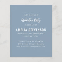 Budget Modern Graduation Party Dusty Blue Invite