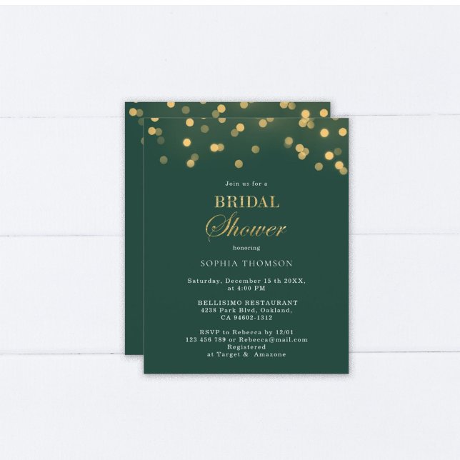 Budget Modern Green, Gold Bridal Shower Flyer (Creator Uploaded)