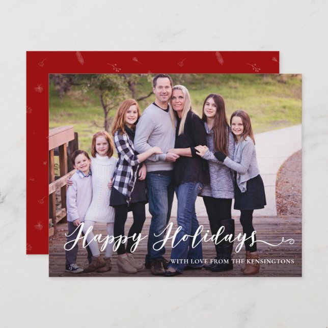Budget Modern Happy Holidays Handwritten Photo (Front/Back)