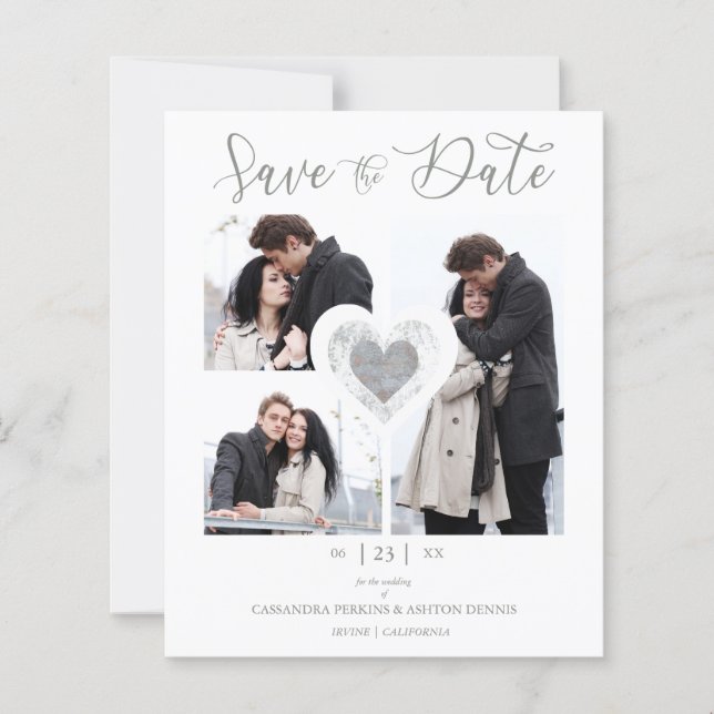 Budget Modern Heart 3 Photos Romantic Wedding (Front)