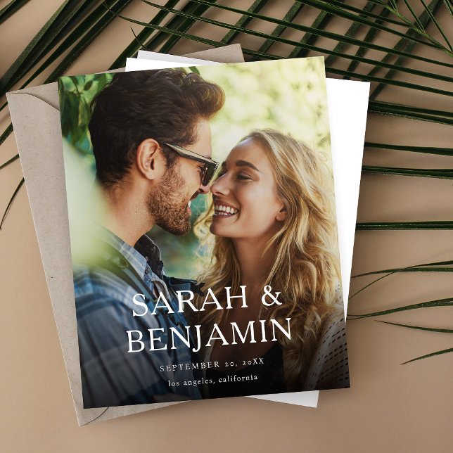 Budget Modern M Photo Vertical Chic Save the Date (Creator Uploaded)