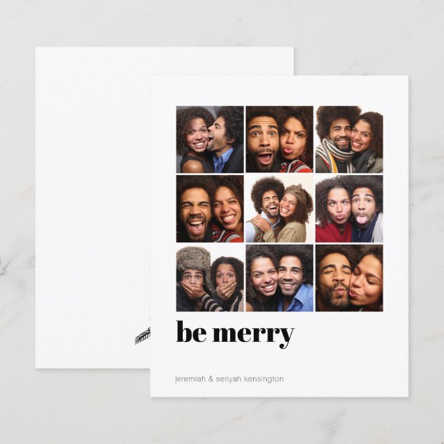 Budget Modern Minimal 9 Square Holiday Photo (Front/Back)