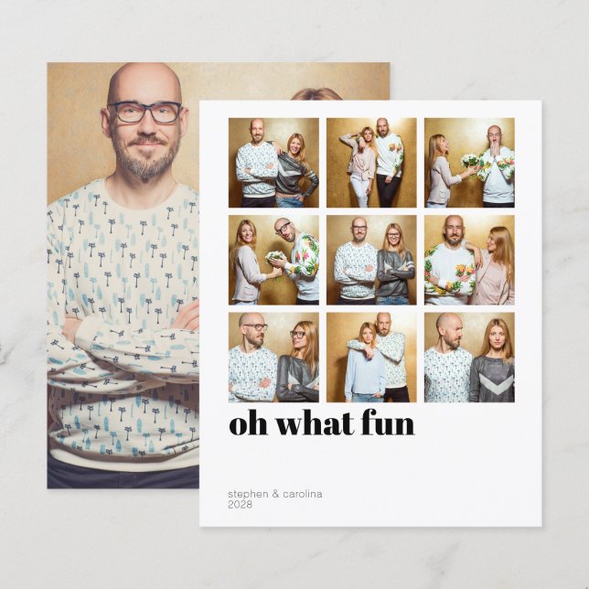 Budget Modern Minimal Collage Holiday Photo (Front/Back)