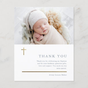 Budget Modern Minimal Photo Baptism Thank You Card