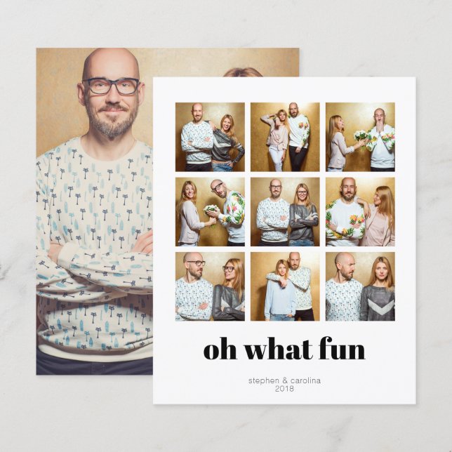 Budget Modern Minimalist 9 Square Holiday Photo (Front/Back)