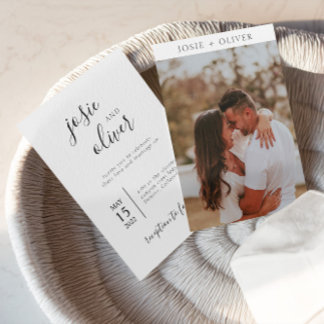 Budget Modern & Minimalist Elegant Photo Wedding Invitation