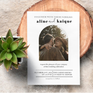 Budget Modern & Minimalist Elegant Photo Wedding Invitation