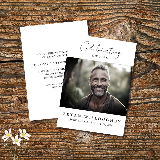 Budget Modern Minimalist Funeral Invitation   (Creator Uploaded)