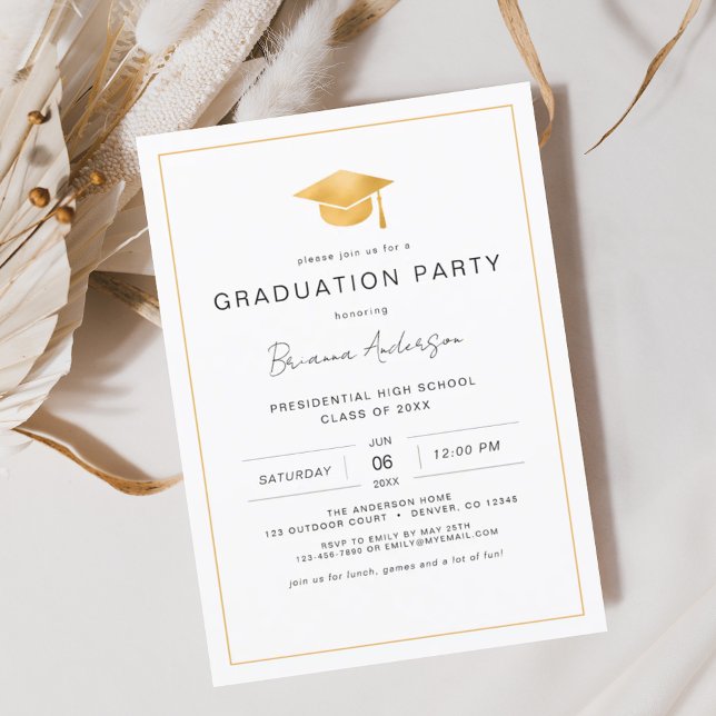 Budget Modern Minimalist Gold Graduation Party (Creator Uploaded)