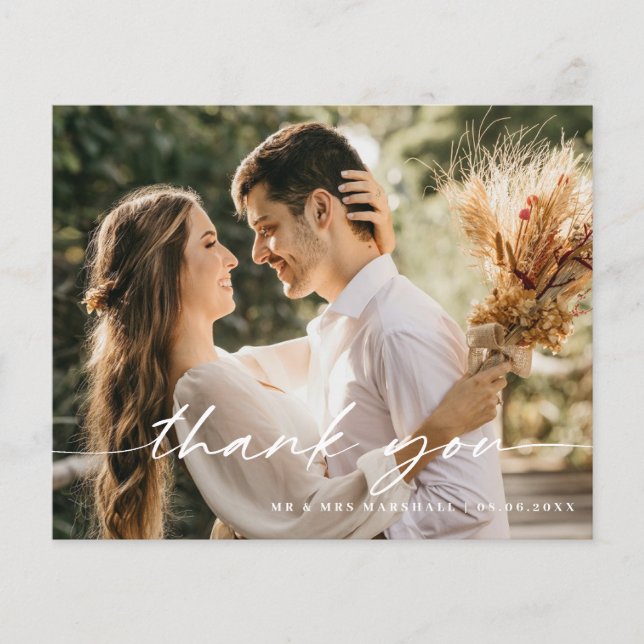 Budget Modern Minimalist Photo Thank You Card (Front)