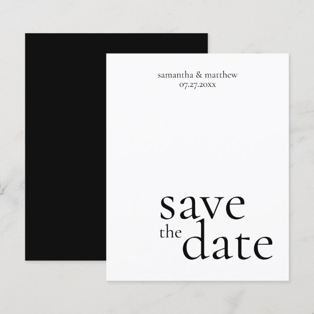 BUDGET Modern Minimalist Save The Date Wedding (Front/Back)