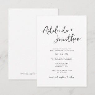 Budget Modern Minimalist Simple Wedding Invitation
