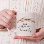 Budget modern natural pampas grass family gift mug<br><div class="desc">Budget modern bohemian natural pampas grass family personalised gift mug design. Stunning elegant script text and on trend botanical foliage with this contemporary natural beige,  terracotta,  black and teal colorway.</div>