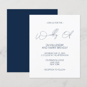 Budget Modern Navy Blue White Wedding Invitation