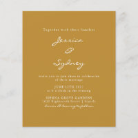 Budget Modern Ochre Script Wedding Invitation
