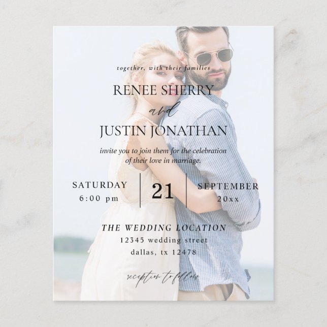 Budget Modern Photo 5 Vertical Wedding Flyer (Front)