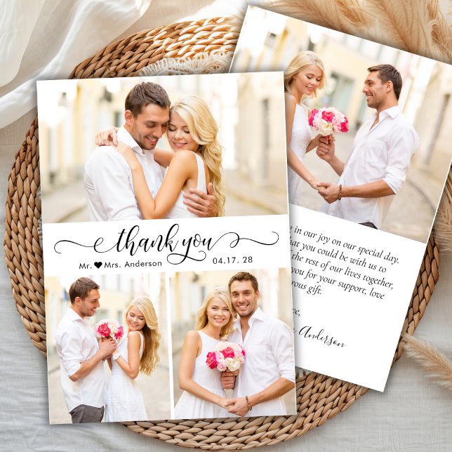 Budget Modern Photo Collage Wedding Thank You Card (Creator Uploaded)