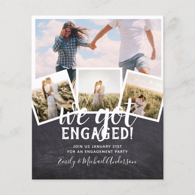 BUDGET Modern PHOTO ENGAGEMENT Announcement Flyer (Front)
