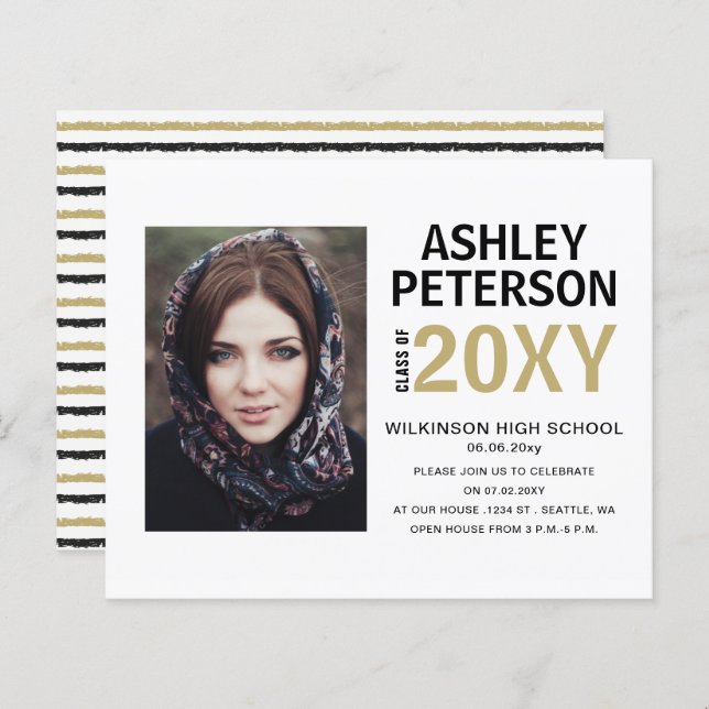 Budget Modern Photo Graduation Announcement (Front/Back)