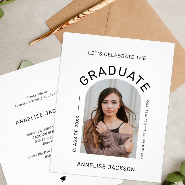 Budget modern photo graduation party invitation flyer (Creator Uploaded)