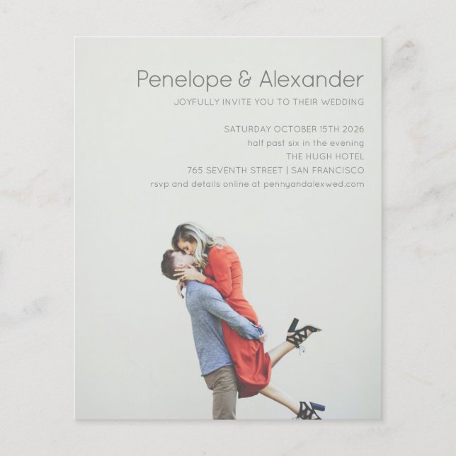Budget Modern Photo Overlay Fun Wedding Invite (Front)