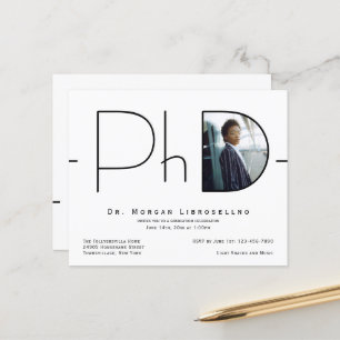 Budget Modern Photo PhD Graduation Invitation