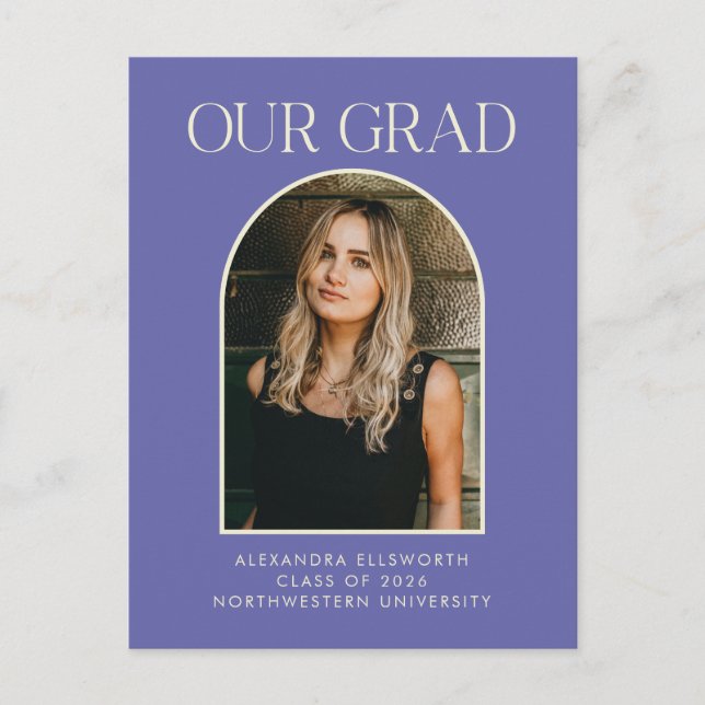 Budget Modern Photo Purple Arch Graduation  Postcard (Front)