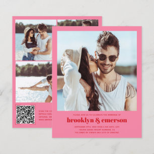 Budget Modern Photo QR Code Retro Wedding