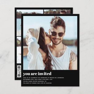 Budget Modern Photo QR Code Wedding Invitation