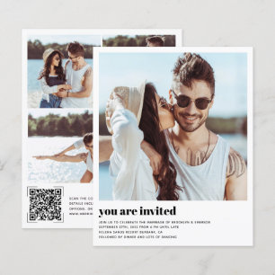 Budget Modern Photo QR Code Wedding Invitation