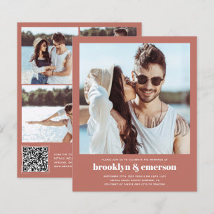 Budget Modern Photo QR Code Wedding Invitation
