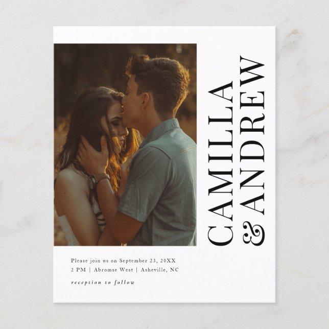 Budget Modern Photo QR code Wedding Invitation (Front)