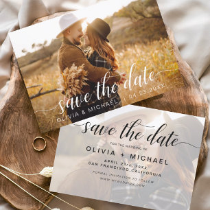 Budget Modern Photo Save the Date Handwritten Flyer