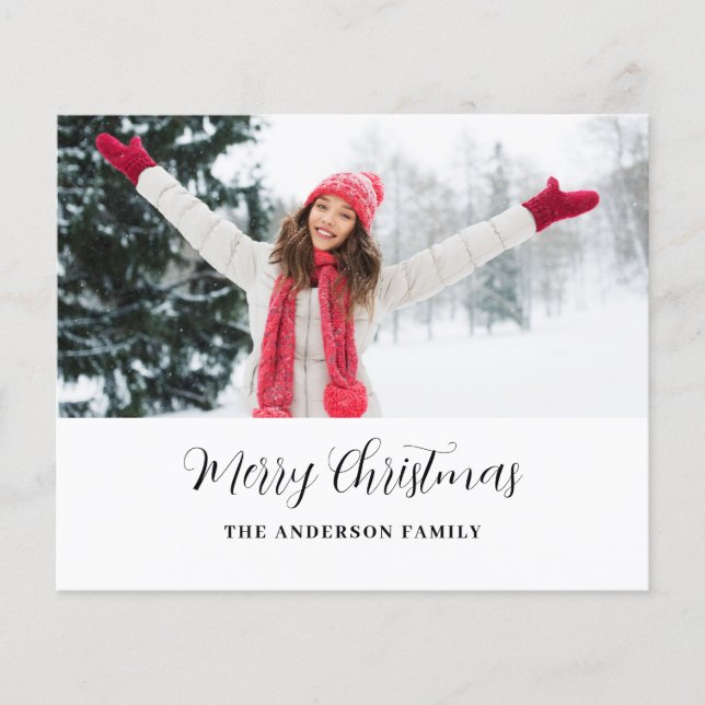 Budget Modern Photo Script Christmas Card  (Front)