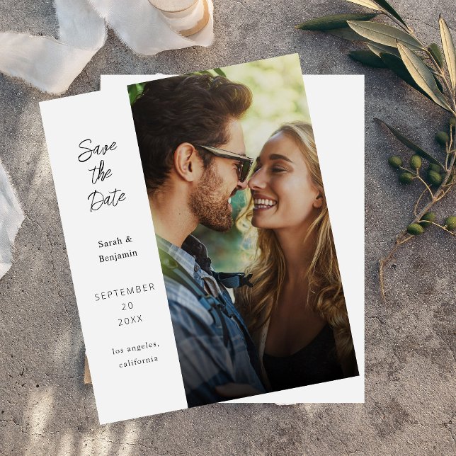 Budget Modern Photo & Side Save the Date - White (Creator Uploaded)