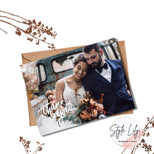 Budget Modern Photo Wedding Thank You Postcard