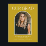 Budget Modern Photo Yellow Arch Graduation Postcard<br><div class="desc">Budget Elegant Modern Yellow Arch Graduation Announcement Postcard</div>