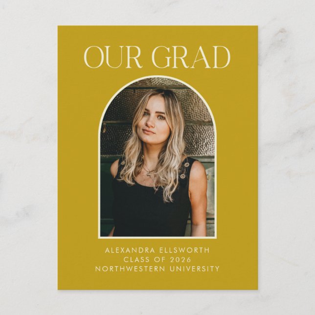Budget Modern Photo Yellow Arch Graduation Postcard (Front)