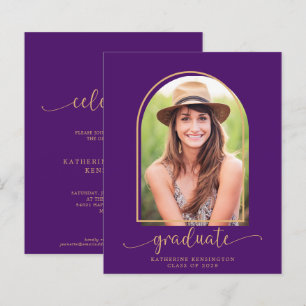 Budget Modern Purple Gold Arch Photo Graduation