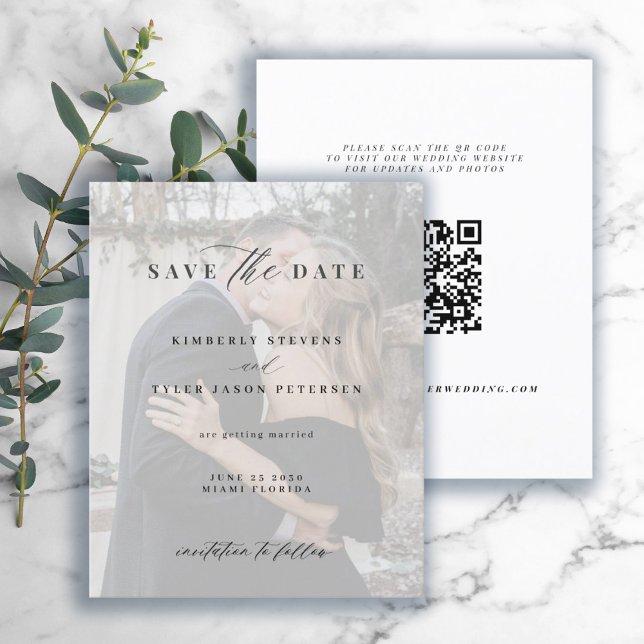Budget modern QR CODE photo wedding save the date (Creator Uploaded)